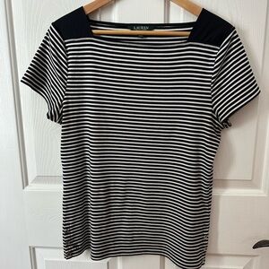 Ralph Lauren Black and White Striped Short Sleeve Tee